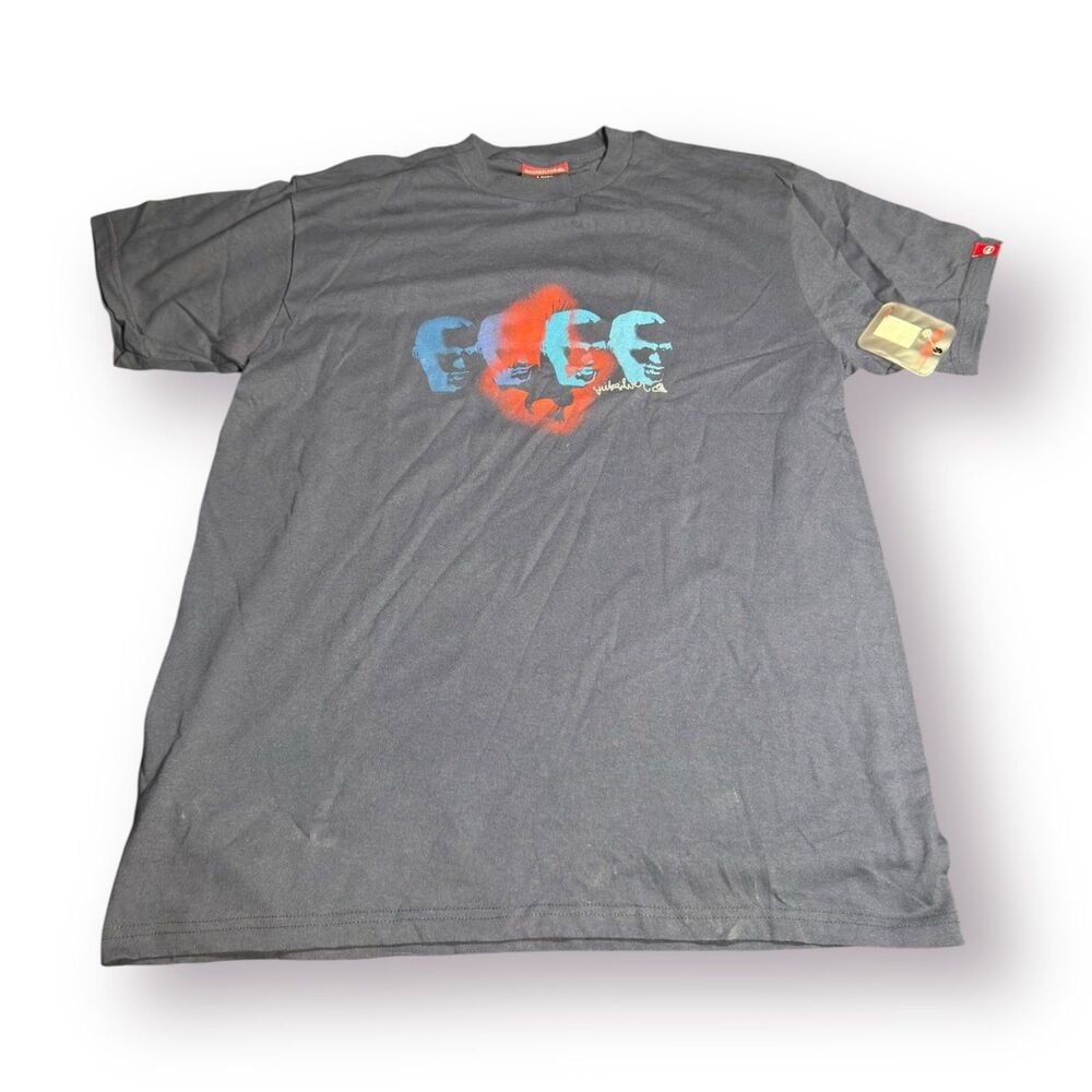 Quiksilver Graphic T-Shirt‎ Size Large Dark Gray Shirt Retro 100% Cotton Skater